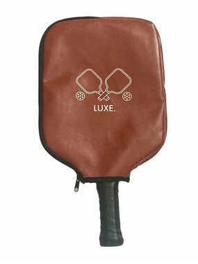 Luxe Brown Vegan Leather Pickleball Paddle Caae Sleeve
